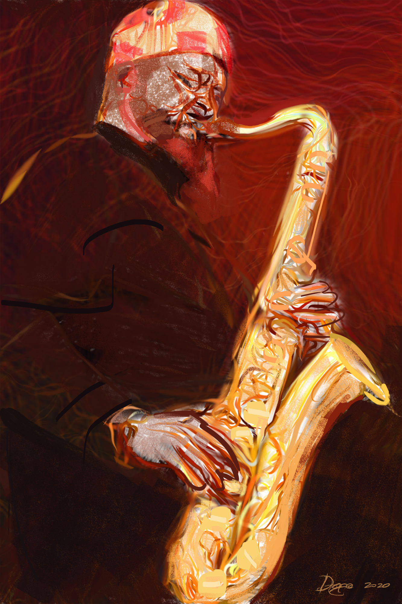 jazz saxophonist_abstract (David S. Ware)